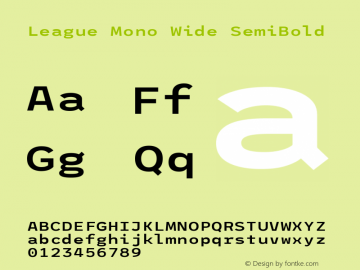League Mono Wide SemiBold Version 2.210; ttfautohint (v1.8.3) -l 8 -r 50 -G 200 -x 14 -D latn -f none -a qsq -X 