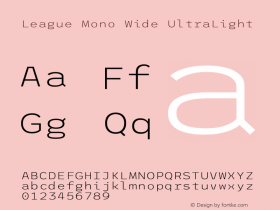 League Mono Wide UltraLight Version 2.210; ttfautohint (v1.8.3) -l 8 -r 50 -G 200 -x 14 -D latn -f none -a qsq -X 