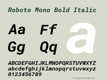 Roboto Mono Bold Italic Version 3.000; ttfautohint (v1.8.3)图片样张