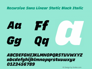 Recursive Sn Lnr St Blk Italic Version 1.520;hotconv 1.0.112;makeotfexe 2.5.65598图片样张