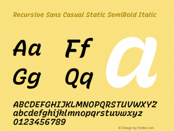 Recursive Sn Csl St SmB Italic Version 1.520;hotconv 1.0.112;makeotfexe 2.5.65598图片样张