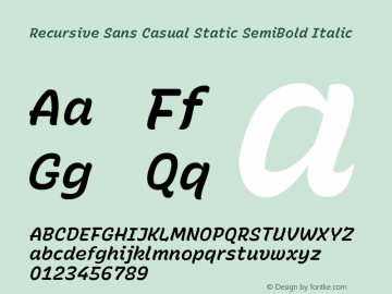 Recursive Sn Csl St SmB Italic Version 1.520;hotconv 1.0.112;makeotfexe 2.5.65598; ttfautohint (v1.8.3)图片样张