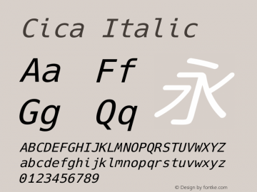 Cica-RegularItalic Version 5.0.2 Font Sample