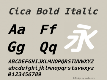 Cica-BoldItalic Version 5.0.2图片样张