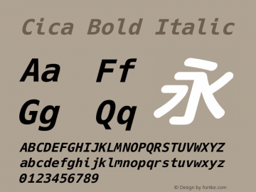 Cica-BoldItalic Version 5.0.2 Font Sample