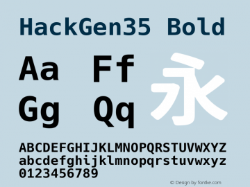 HackGen35 Bold Version 2.1.0 ; ttfautohint (v1.8.1) -l 6 -r 45 -G 200 -x 14 -D latn -f none -m 