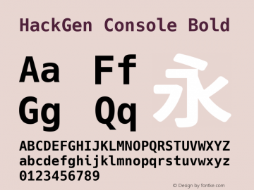HackGen Console Bold Version 2.1.0 ; ttfautohint (v1.8.1) -l 6 -r 45 -G 200 -x 14 -D latn -f none -m 