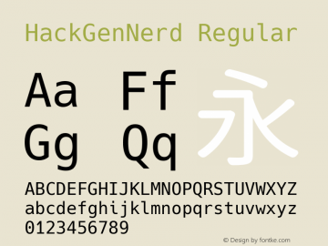 HackGenNerd Regular Version 2.1.0 ; ttfautohint (v1.8.1) -l 6 -r 45 -G 200 -x 14 -D latn -f none -m 