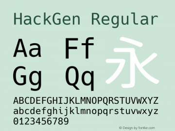 HackGen Regular Version 2.1.0 ; ttfautohint (v1.8.1) -l 6 -r 45 -G 200 -x 14 -D latn -f none -m 