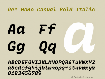 Rec Mono Casual Bold Italic Version 1.052图片样张