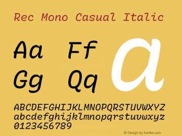 Rec Mono Casual Italic Version 1.052图片样张