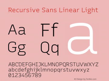 Recursive Sans Linear Light Version 1.043 Font Sample