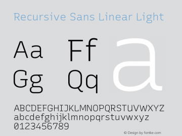 Recursive Sans Linear Light Version 1.043 Font Sample