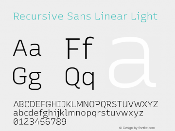 Recursive Sans Linear Light Version 1.043 Font Sample