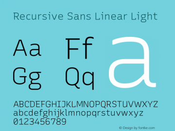 Recursive Sans Linear Light Version 1.043 Font Sample