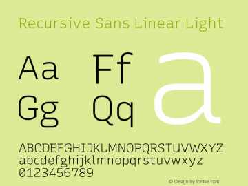 Recursive Sans Linear Light Version 1.047 Font Sample