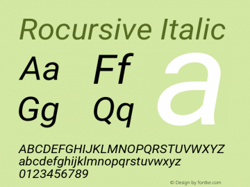 Rocursive Italic Version 2.001047; 2015 Font Sample