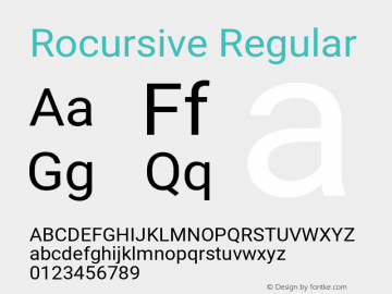 Rocursive Regular Version 2.001047; 2015 Font Sample