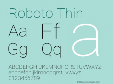 Roboto Thin Version 3.0 Font Sample