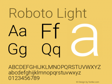 Roboto Light Version 3.0 Font Sample
