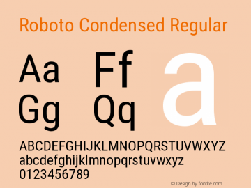 Roboto Condensed Version 3.0 Font Sample
