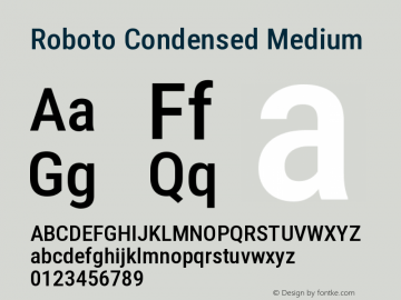 Roboto Condensed Medium Version 3.0 Font Sample