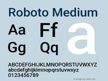 Roboto Medium Version 3.0 Font Sample