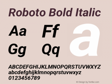 Roboto Bold Italic Version 3.0 Font Sample