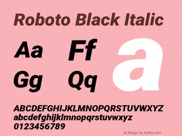 Roboto Black Italic Version 3.0 Font Sample