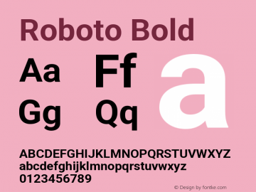 Roboto Bold Version 3.001007080078125; 2020 Font Sample