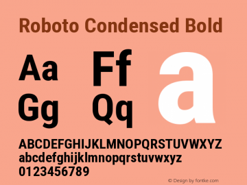 Roboto Condensed Bold Version 3.001007080078125; 2020 Font Sample