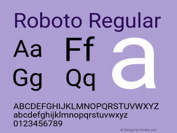 Roboto Version 3.001007080078125; 2020 Font Sample