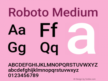 Roboto Medium Version 3.001007080078125; 2020 Font Sample