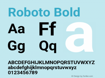 Roboto Bold Version 3.001007080078125; 2020 Font Sample