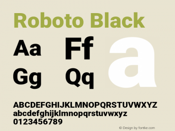 Roboto Black Version 3.001007080078125; 2020 Font Sample