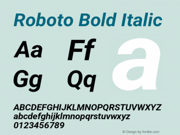 Roboto Bold Italic Version 3.001007080078125; 2020图片样张