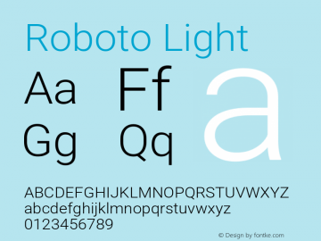 Roboto Light Version 3.001007080078125; 2020 Font Sample