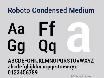 Roboto Condensed Medium Version 3.001007080078125; 2020 Font Sample