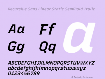 Recursive Sn Lnr St SmB Italic Version 1.054;hotconv 1.0.112;makeotfexe 2.5.65598图片样张