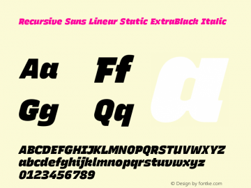 Recursive Sn Lnr St XBk Italic Version 1.054;hotconv 1.0.112;makeotfexe 2.5.65598图片样张