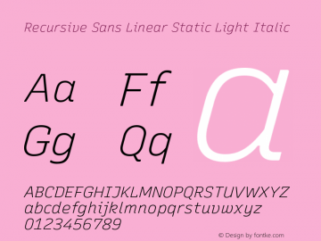 Recursive Sn Lnr St Lt Italic Version 1.054;hotconv 1.0.112;makeotfexe 2.5.65598图片样张