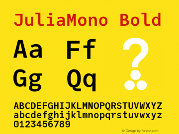 JuliaMono Bold Version 0.006 Font Sample