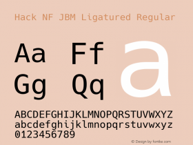 Hack NF JBM Ligatured Regular Version 3.003;[3114f1256]-release; ttfautohint (v1.7) -l 6 -r 50 -G 200 -x 10 -H 181 -D latn -f latn -m 