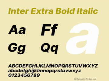 Inter Extra Bold Italic Version 3.014;git-e610d1768 Font Sample