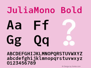 JuliaMono Bold Version 0.008; ttfautohint (v1.8) Font Sample
