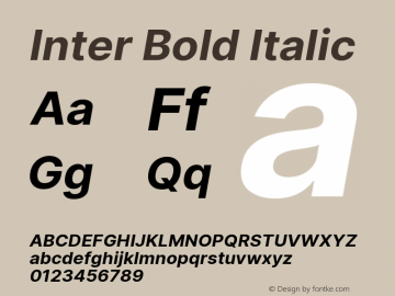 Inter Bold Italic Version 3.014;git-e610d1768图片样张