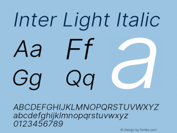 Inter Light Italic Version 3.014;git-e610d1768图片样张
