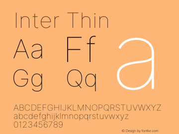 Inter Thin Version 3.014;git-e610d1768 Font Sample