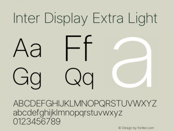 Inter Display Extra Light Version 3.014;git-e610d1768图片样张