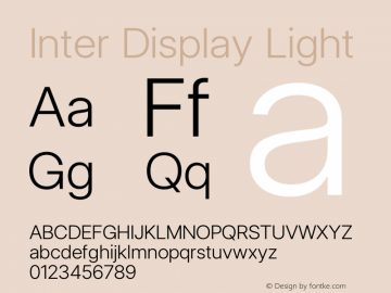 Inter Display Light Version 3.014;git-e610d1768 Font Sample